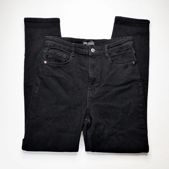 Zara High Waist Skinny Vintage Jeans Black Size 8 Stretch Denim - Picture 4 of 10